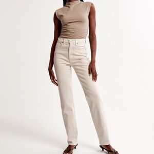 Abercrombie & Fitch Brown Ultra High Rise 90s Straight Leg Jeans Xtra Long